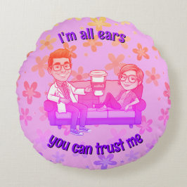 yellow Floral Pattern psychiatrist  Rond Kussen