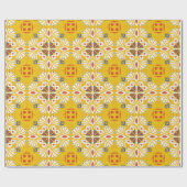 yellow floral-patterned design with white, orange cadeaupapier (Vlak)