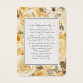 Yellow Floral Photo Funeral Memorial Poem Kaart (Achterkant)