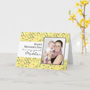 Yellow Floral Photo Happy Mothers Day Card Kaart