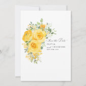 Yellow Floral Rose Wedding Save the Date (Achterkant)