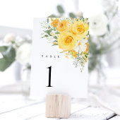 Yellow Floral Rose Wedding Table Numbers