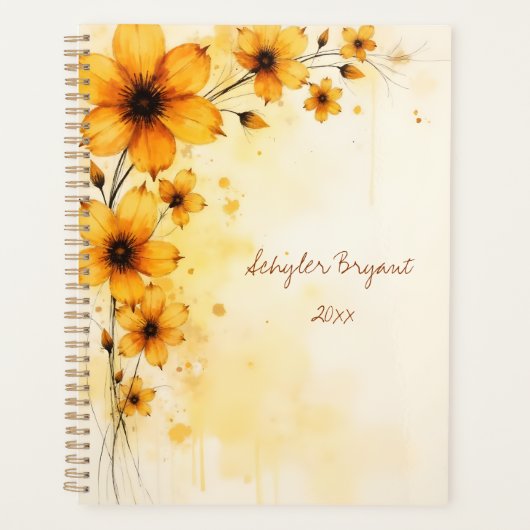 Yellow Floral Spiral-bound Summer Botanical Planner (Voorkant)