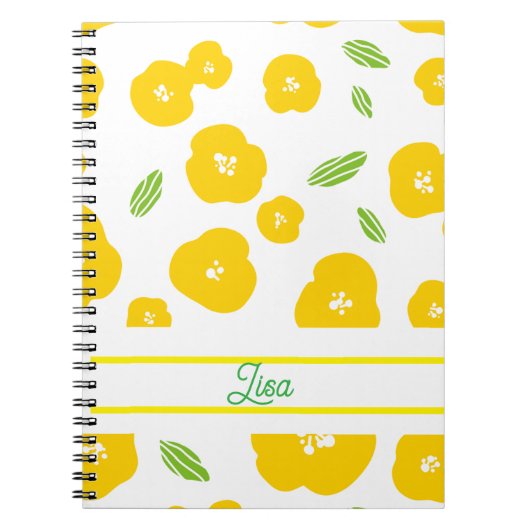 Yellow Floral Spiral Photo Notebook Notitieboek (Voorkant)