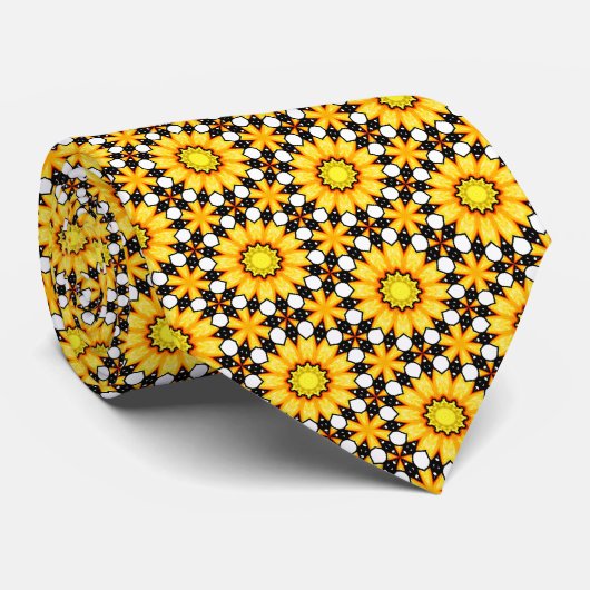 Yellow Floral Stropdas (Opgerold)