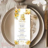 Yellow Floral tea cups with teapot baby shower Menu