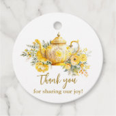 Yellow Floral Tea Party Bedankt Favorieten Bedankjes Labels (Voorkant)