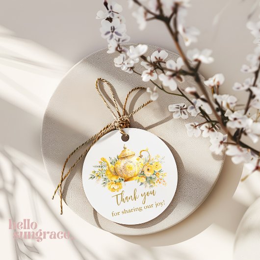 Yellow Floral Tea Party Bedankt Favorieten Bedankjes Labels