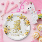 Yellow Floral Tea Party Cups Baby shower Papieren Bordje (Feest)