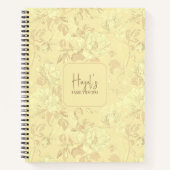 Yellow Floral Toile Flower Custom Name Recipe Notitieboek (Voorkant)