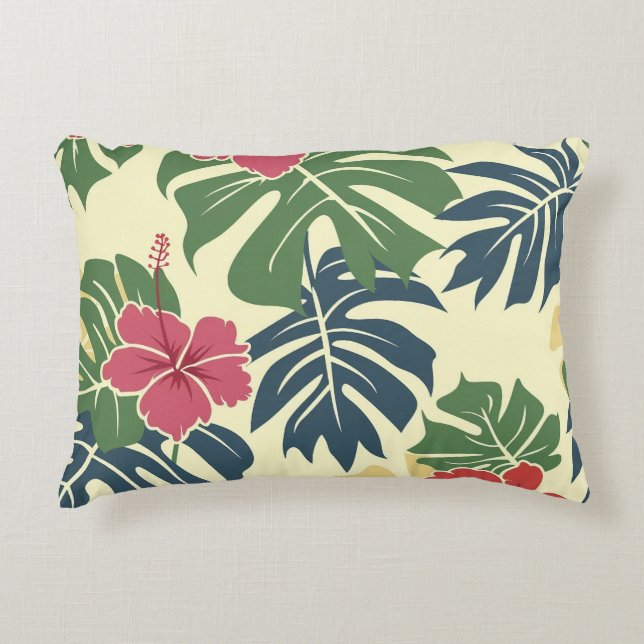 Yellow Floral Tropical Accent Pillow Accent Kussen (Voorkant)