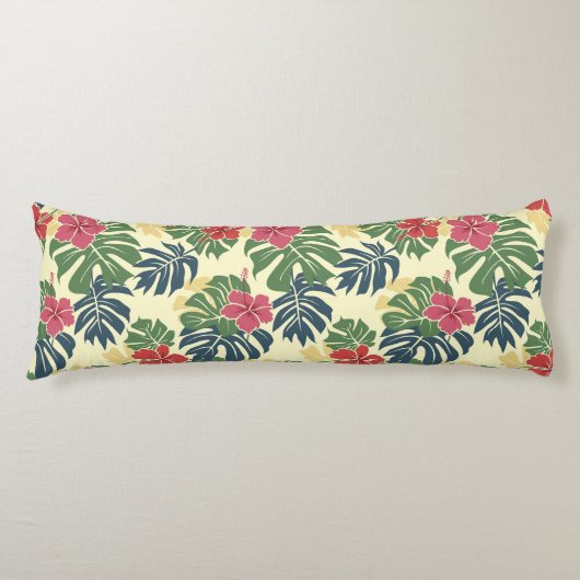 Yellow Floral Tropical Body Pillow Lichaamskussen (Voorkant)