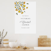 Yellow Floral Vine Bridal Shower Welcome Sign Poster (Keuken)