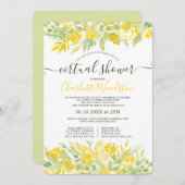 Yellow Floral waterverf script virtual shower Kaart (Voorkant / Achterkant)