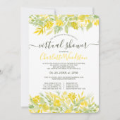 Yellow Floral waterverf script virtual shower Kaart (Voorkant)