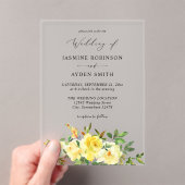 Yellow Floral Wedding Acryl Uitnodigingen (Insitu (Draagbaar))