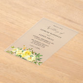 Yellow Floral Wedding Acryl Uitnodigingen (Laagn)