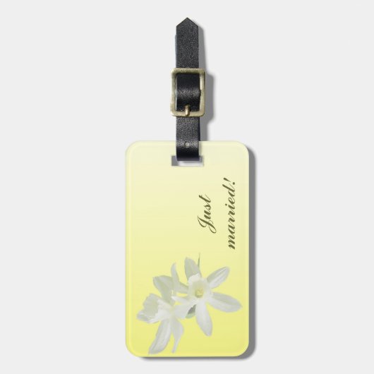 Yellow Floral Wedding Bagagelabel (Voorkant verticaal)