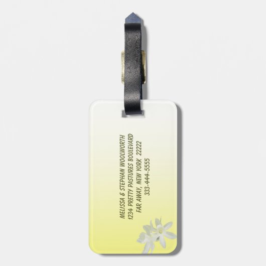 Yellow Floral Wedding Bagagelabel (Achterkant verticaal)