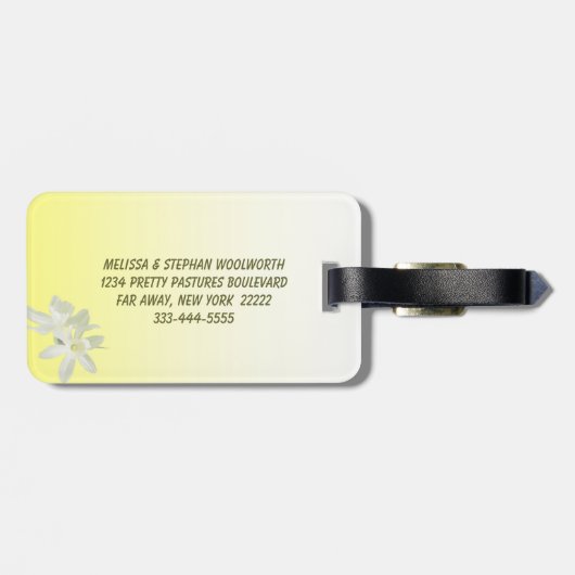 Yellow Floral Wedding Bagagelabel (Achterkant horizontaal)