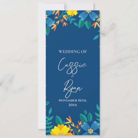 Yellow Floral Wedding Ceremony Details Programma (Voorkant)