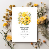 Yellow Floral Wedding Kaart