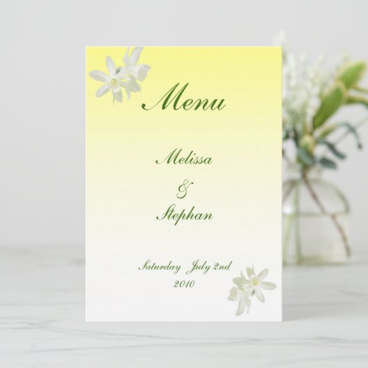 Yellow Floral Wedding Menu (Staand voorkant)