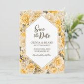 Yellow Floral Wedding Save The Date (Staand voorkant)