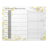 Yellow Floral Weekly Personalized Menu Planner Notitieblok (Voorkant)