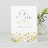 Yellow Floral Wildflower Baby shower Uitnodiging (Staand voorkant)