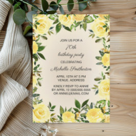 Yellow Floral Woman's 70e verjaardag Kaart