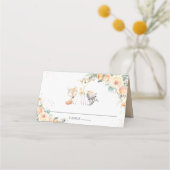 Yellow Floral Woodland Animals Baby shower Party Plaatskaartje (Achterkant)
