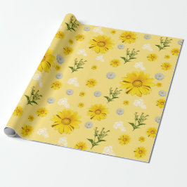 Yellow Floral Wrapping Paper Cadeaupapier
