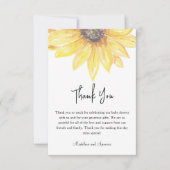 Yellow Floral Zonnebloem Baby shower Bedankkaart (Voorkant)