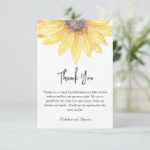 Yellow Floral Zonnebloem Baby shower Bedankkaart (Staand voorkant)