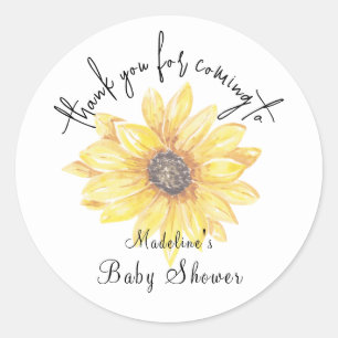 Yellow Floral Zonnebloem Baby shower Dank u Ronde Sticker