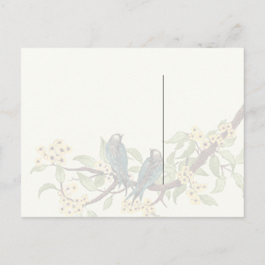 Yellow Florals Blauwgroen Tortelduifjes Reactie Uitnodiging Briefkaart (Achterkant)