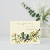Yellow Florals Blauwgroen Tortelduifjes Reactie Uitnodiging Briefkaart (Staand voorkant)