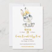 Yellow Florals Easter Bunny Egg Hunt Invitation Kaart (Voorkant)