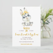 Yellow Florals Easter Bunny Egg Hunt Invitation Kaart (Staand voorkant)