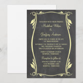 Yellow Flourish Chalkboard Wedding Invite Kaart (Voorkant / Achterkant)