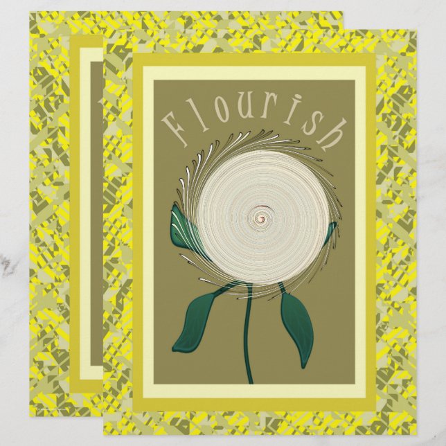 Yellow Flourish Flower Scrapbook Paper 2-Sided Pag (Voorkant / Achterkant)