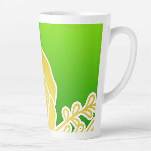 Yellow Flower Abstracte stijl Latte Mok (Rechts)