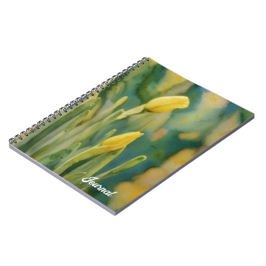 Yellow Flower Art Daffodil Buds Persoonlijk Dagboe Notitieboek (Linkerzijde)