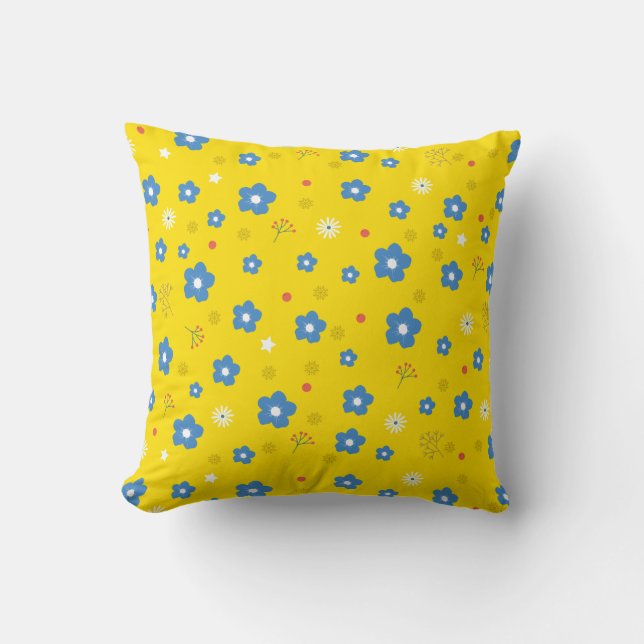 Yellow Flower Art Patroon Aesthetisch ventilator P Kussen (Voorkant)