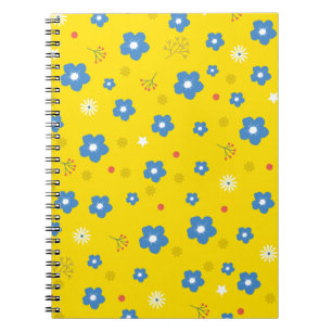 Yellow Flower Art Patroon Aesthetisch ventilator P Notitieboek