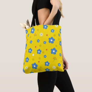 Yellow Flower Art Patroon Aesthetisch ventilator P Tote Bag