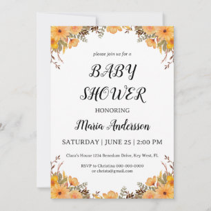 Yellow Flower Baby Girl Baby shower Invitation Kaart