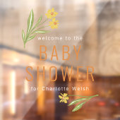Yellow Flower Baby shower Raamsticker (Vel 2)