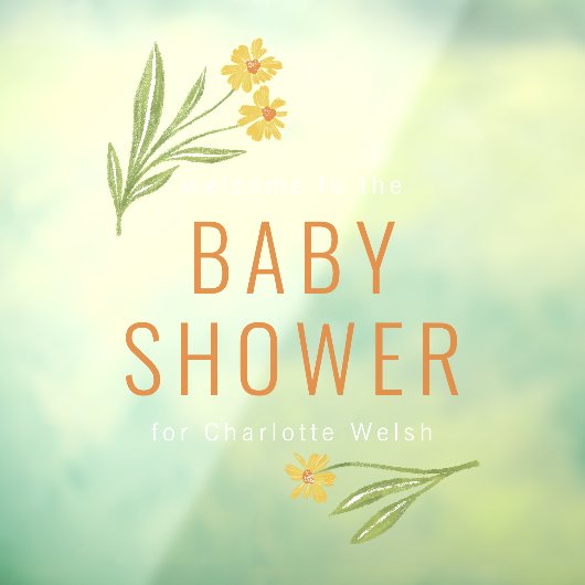 Yellow Flower Baby shower Raamsticker (Vel 3)